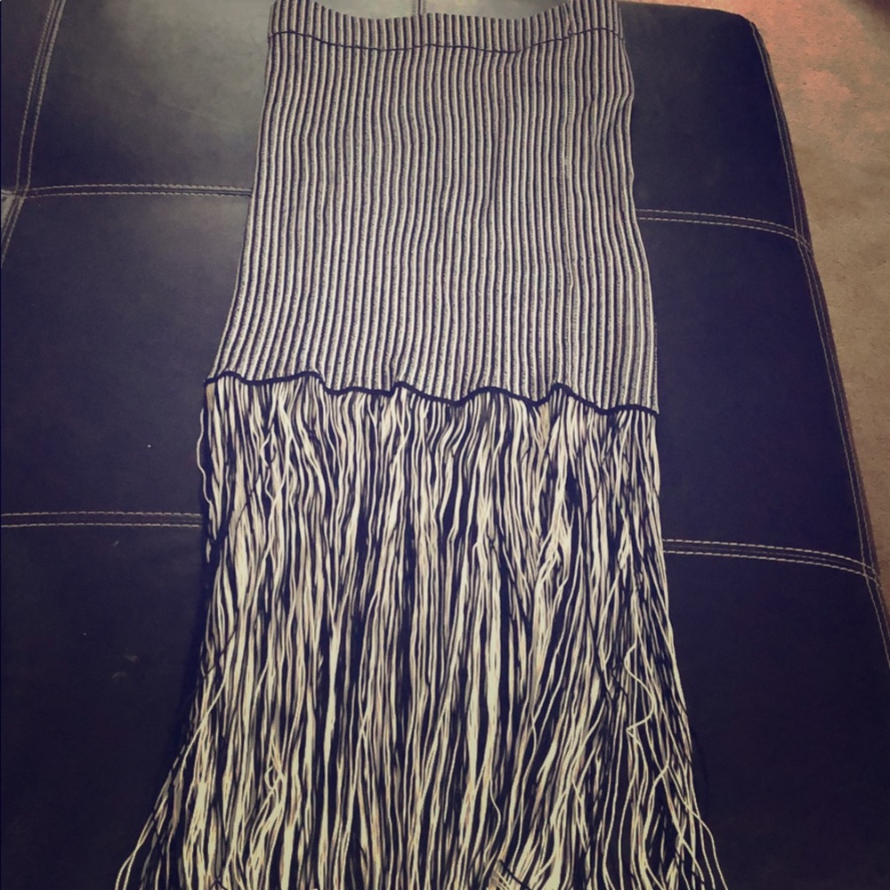 Black and white striped knit pencil skirt by Zara